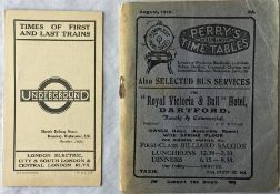 London Underground fold-out card LEAFLET 'Times of First and Last Trains' for the London Electric,