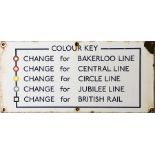 London Underground ENAMEL PLATE 'Colour Key' which would originally have been attached to a platform