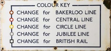 London Underground ENAMEL PLATE 'Colour Key' which would originally have been attached to a platform