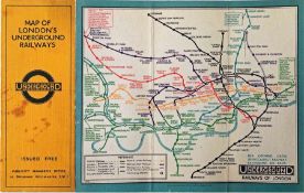 London Underground linen-card POCKET MAP from the Stingemore-designed series of 1925-32. This is the