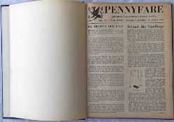 Officially bound volume of PENNYFARE, the London Transport Magazine, for the years 1939-41. This