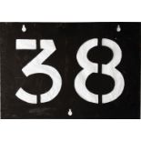 London Transport Tramways ROUTE NUMBER STENCIL PLATE for service 38 which ran between Embankment &