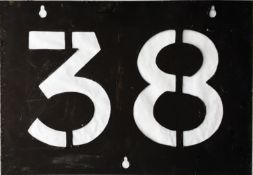 London Transport Tramways ROUTE NUMBER STENCIL PLATE for service 38 which ran between Embankment &