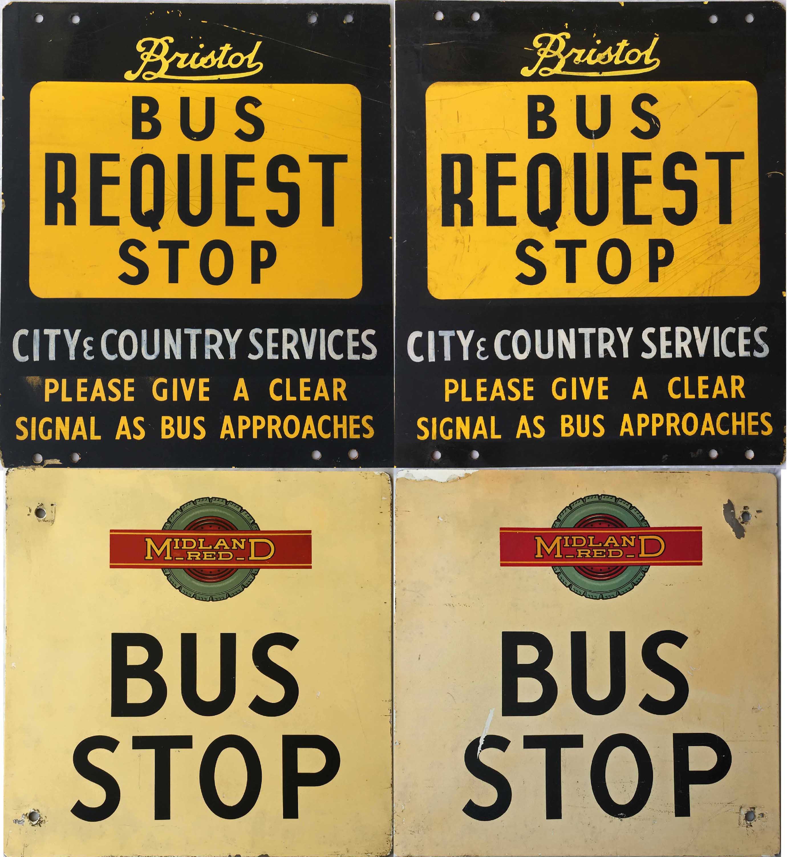 Pair of 1950s/60s BUS STOP FLAGS, the first for Bristol, City & Country Services, measuring 13.5"