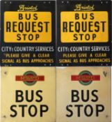 Pair of 1950s/60s BUS STOP FLAGS, the first for Bristol, City & Country Services, measuring 13.5"