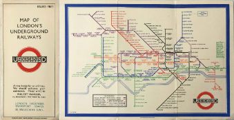 1933 first edition of the H C Beck London Underground POCKET DIAGRAMMATIC CARD MAP with the now