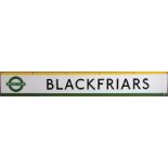 London Underground 1950s/60s enamel PLATFORM FRIEZE PANEL from Blackfriars station shared by the