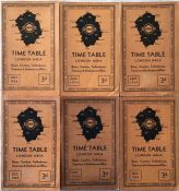 A run of 1934 London Transport TIMETABLE BOOKLETS of London Area Buses, Coaches, Trolleybuses,