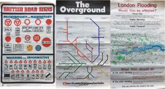 1958 POSTER issued by Rospa "British Road Signs", measures 20" x 30" (51cm x 76cm), plus 2 x