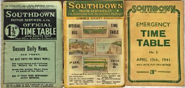 Selection of 1930s/40s Southdown Motor Services Ltd TIMETABLE BOOKLETS comprising Official Time