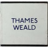 London Transport enamel bus stop E-PLATE for 'Thames Weald'. This independent operator (Dr Nesbitt