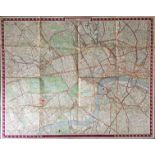 1951 London Transport quad-royal POSTER MAP of central London, showing Underground, bus/tram/coach &