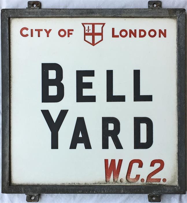 A City of London STREET SIGN from Bell Yard, WC2, a small thoroughfare off the Strand alongside