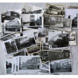 Quantity of b&w London TROLLEYBUS PHOTOGRAPHS, both postcard-size and 6x4, taken in the 1930s, war-