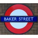 London Underground enamel PLATFORM ROUNDEL SIGN from Baker Street, a complete 4-part sign comprising