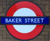 London Underground enamel PLATFORM ROUNDEL SIGN from Baker Street, a complete 4-part sign comprising