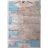 1950s POSTER 'Associated Motorways Express Coach Routes'. Shows the network of coach routes on a map