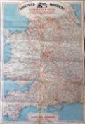 1950s POSTER 'Associated Motorways Express Coach Routes'. Shows the network of coach routes on a map