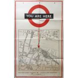 1958 London Transport double royal POSTER from the 'You are Here' series posted at Underground