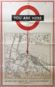 1958 London Transport double royal POSTER from the 'You are Here' series posted at Underground