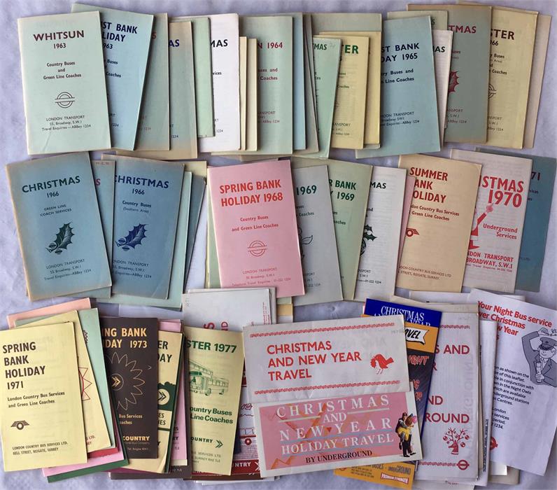 Large quantity of London Transport HOLIDAY SERVICES LEAFLETS & BROCHURES dated 1963-1984. These