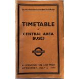 WW2 London Transport Officials' TIMETABLE BOOKLET ('Inspector's Red Book') of Central Area Buses