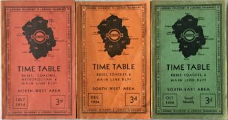 Selection of 1930s London Transport TIMETABLE BOOKLETS comprising North-West Area for July 1934,