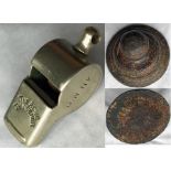 Railwayana items comprising a Great Northern Railway 'Acme Thunderer' WHISTLE inscribed 'G N Ry' and