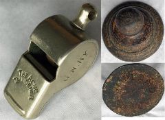 Railwayana items comprising a Great Northern Railway 'Acme Thunderer' WHISTLE inscribed 'G N Ry' and