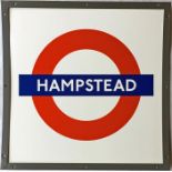 London Underground enamel PLATFORM SIGN from Hampstead station on the Northern Line. This is a