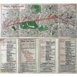 1905 Central London Railway fold-out POCKET MAP produced to promote its service from Bank to