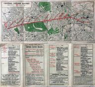 1905 Central London Railway fold-out POCKET MAP produced to promote its service from Bank to