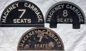 Selection of circa 1950s/60s HACKNEY CARRIAGE PLATES. They measure approx 12" x 7" (31cm x 18cm),