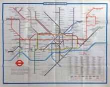 1976 (March) London Underground quad-royal POSTER MAP designed by Paul Garbutt. Shows the Fleet Line