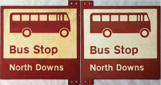 A c1970s BUS STOP FLAG 'North Downs' from the operator North Downs Rural Transport which ran