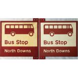 A c1970s BUS STOP FLAG 'North Downs' from the operator North Downs Rural Transport which ran