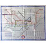1964 (March) London Underground quad-royal POSTER MAP designed by Paul Garbutt. Shows the Victoria