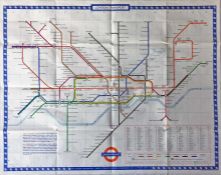 1964 (March) London Underground quad-royal POSTER MAP designed by Paul Garbutt. Shows the Victoria