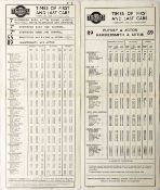 Pair of London United Tramways PANEL TIMETABLES, both dated February 1933, one for routes 7, 7A, 7C,