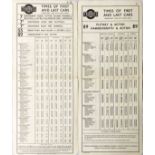 Pair of London United Tramways PANEL TIMETABLES, both dated February 1933, one for routes 7, 7A, 7C,