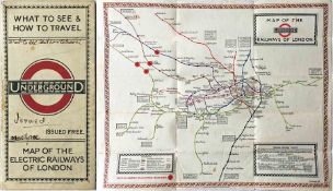 1923 London Underground MAP of the Electric Railways of London "What to see and how to travel".