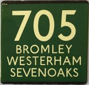 London Transport coach stop enamel E-PLATE for Green Line route 705 destinated Bromley, Westerham,
