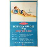 1951 British Railways double-royal POSTER 'Holiday Guides now on sale' by 'Dickens' and featuring