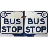 Bradford Corporation Transport enamel BUS STOP FLAG dated 1963. A double-sided sign measuring