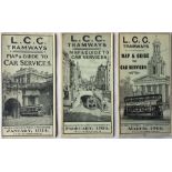 Selection of LCC Tramways pocket MAPS & GUIDES TO CAR SERVICES from the first series and