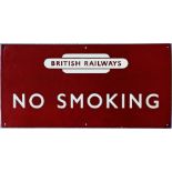 British Railways (London Midland Region) ENAMEL SIGN 'NO SMOKING' featuring the original BR 1948-