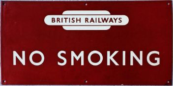 British Railways (London Midland Region) ENAMEL SIGN 'NO SMOKING' featuring the original BR 1948-