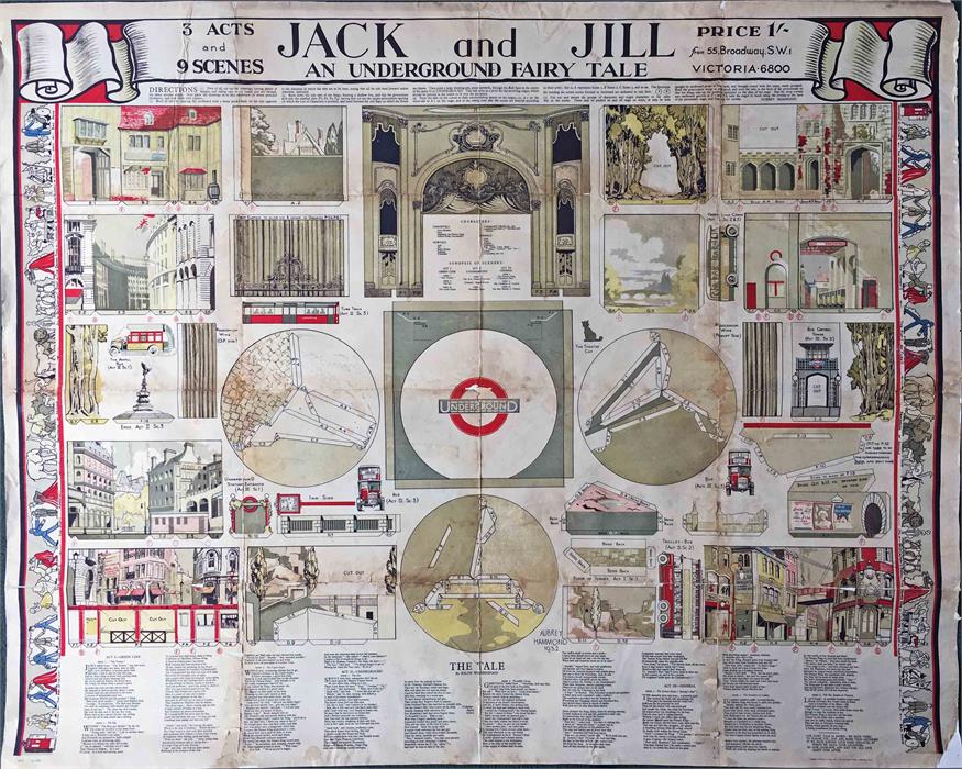 1932 London Underground quad-royal POSTER 'Jack and Jill, an Underground Fairy Tale' by Aubrey