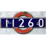 London Underground enamel STOCK-NUMBER PLATE from 1938-Tube Stock Driving Motor Car 11260. These
