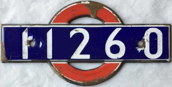 London Underground enamel STOCK-NUMBER PLATE from 1938-Tube Stock Driving Motor Car 11260. These